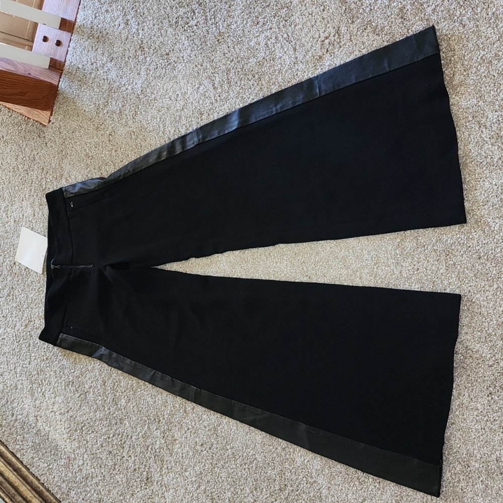ALICE OLIVIA NWT WIDE LEG REAL LEATHER SIDE PANEL PANTS SIZE 10